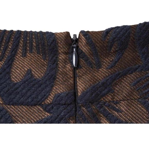 TARA JARMON Bronze & Navy Floral Flocked Pencil Skirt Women's Size 6 - Picture 4 of 4